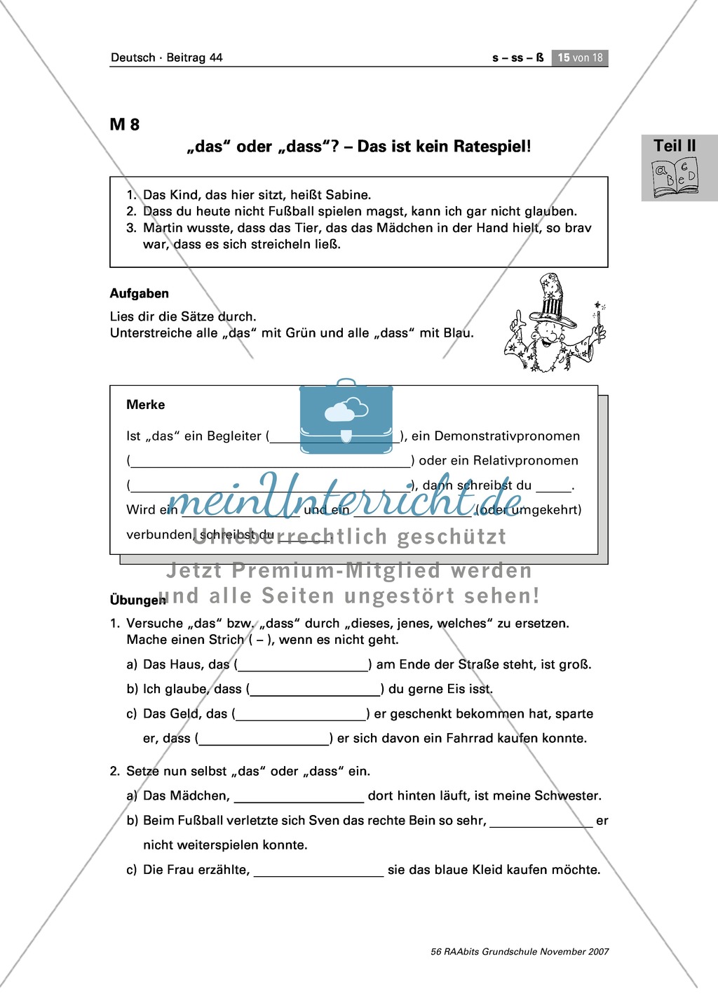 Richtig Schreiben: Dass oder das? Regelbildung und Übungen Preview 1
