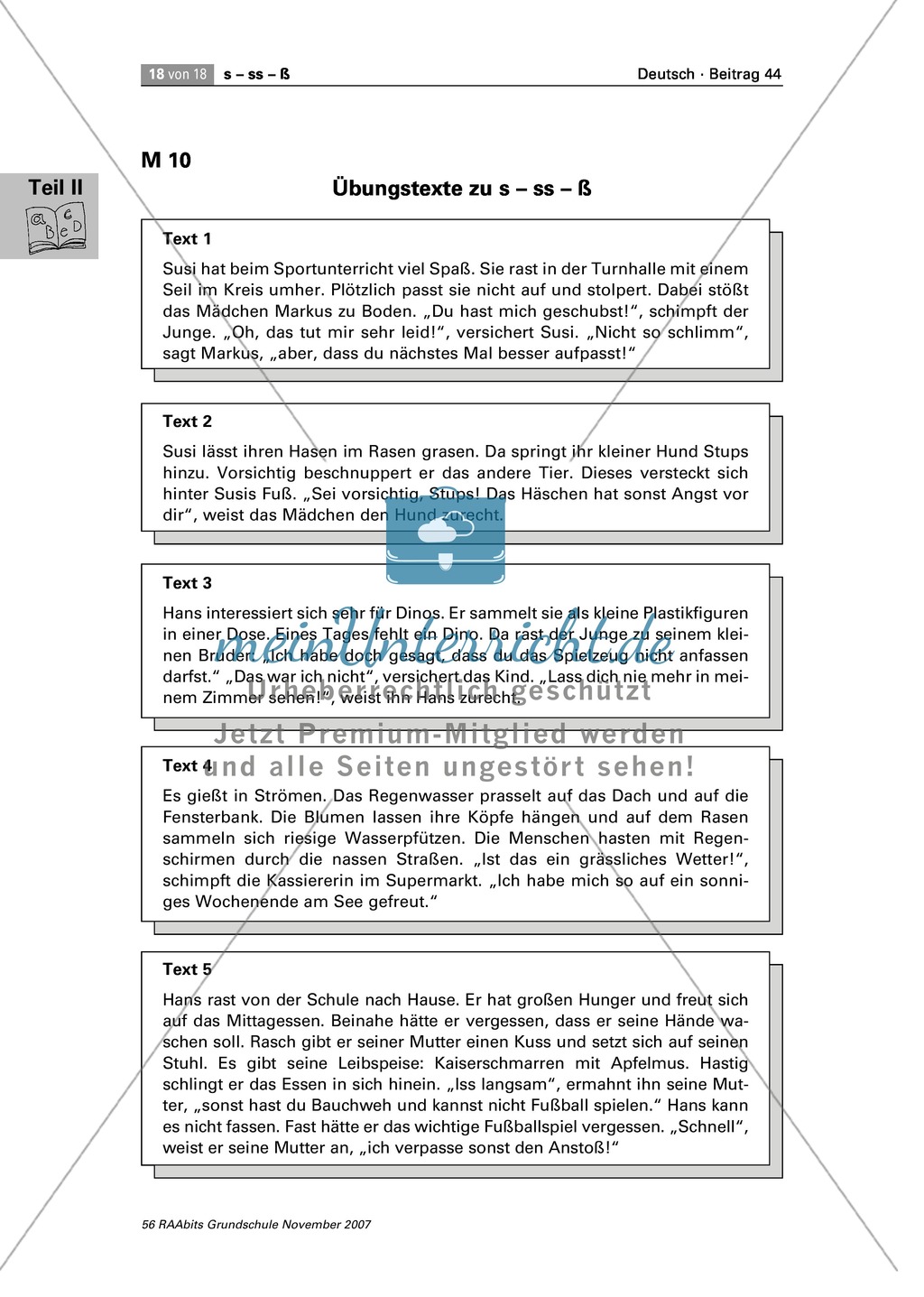 Richtig Schreiben: Aufgaben + Texte zur Übung von s,ss und ß Preview 2