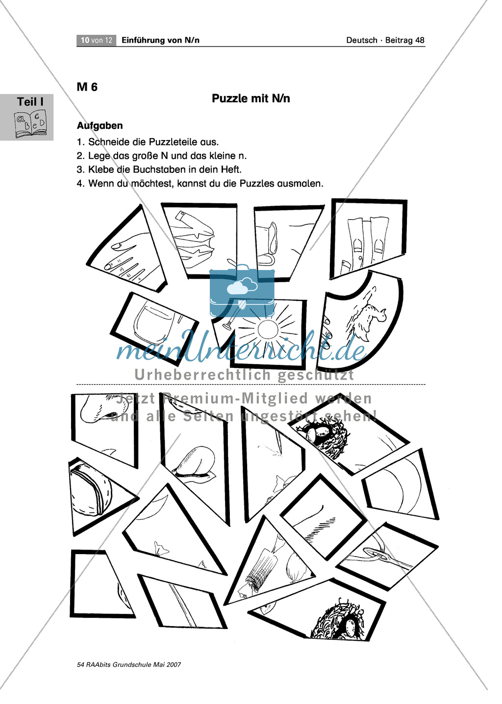Einführung des Buchstaben N/n: Rätsel, Puzzle und Würflespiel zum Erkennen des Buchstaben N/n Preview 3