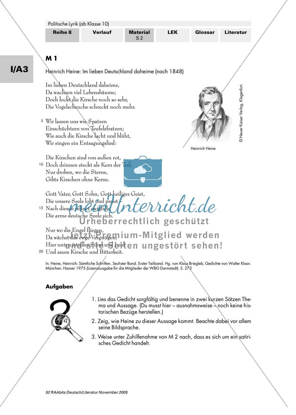 Satire kennenlernen: Gedichtinterpretation und satirische Elemente in Heinrich Heines