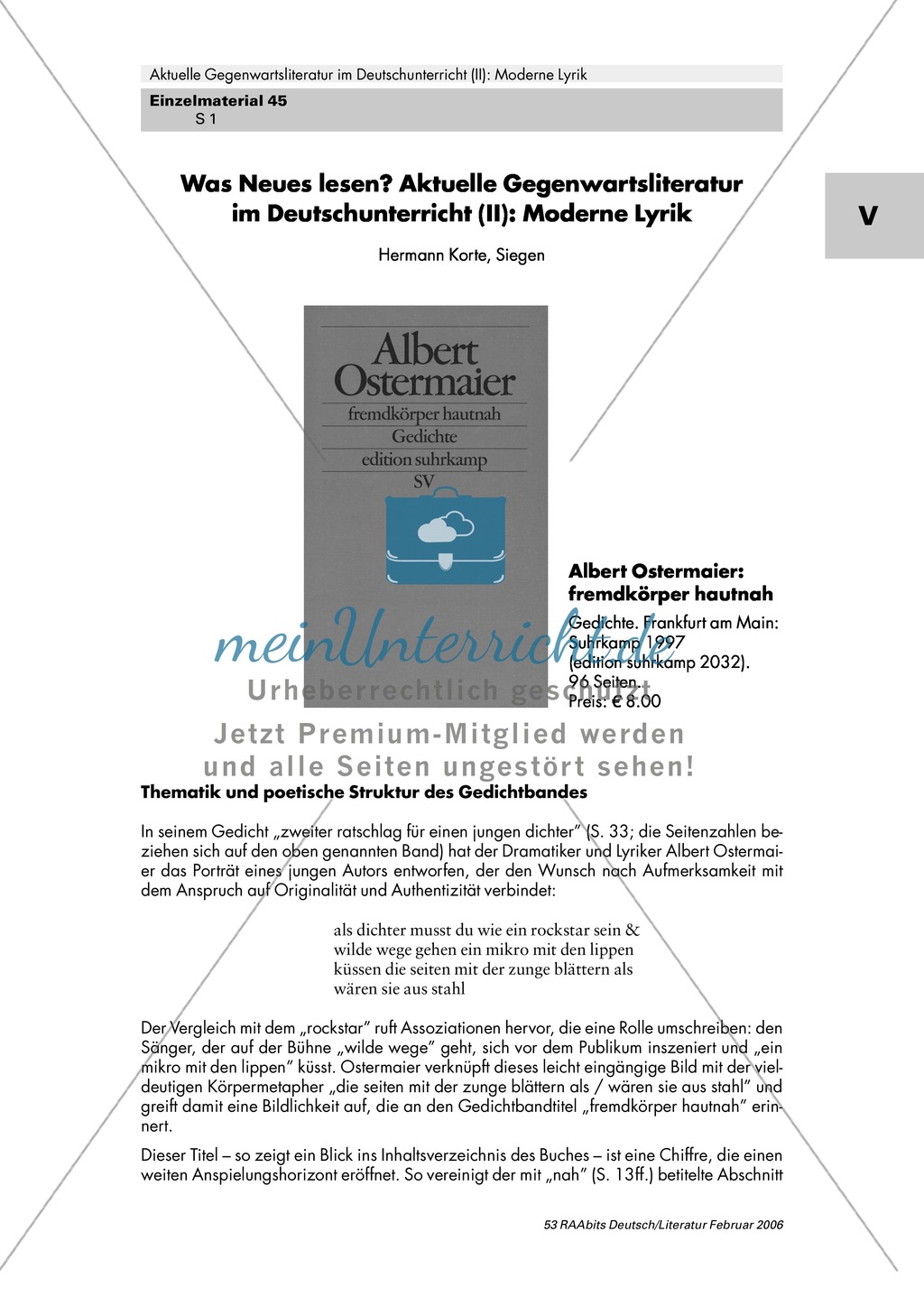 Moderne Lyrik im Deutschunterricht Preview 1