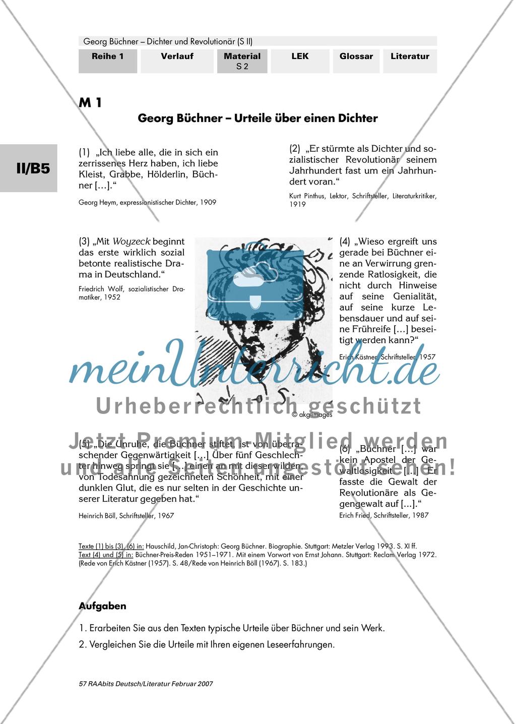 Büchner – Urteile über einen Dichter / Büchners Biografie Preview 1