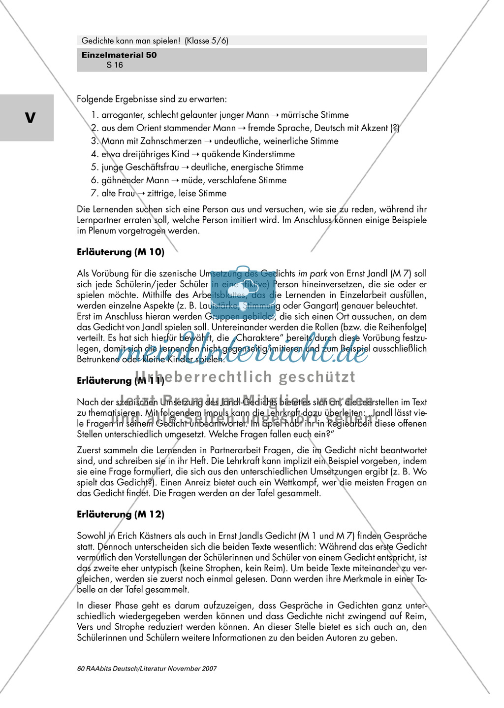 Inszenierung zweier Gedichte von Erich Kästner und Ernst Jandl mit Gestik, Mimik und Intonation als Mittel zur Texterschließung Preview 12