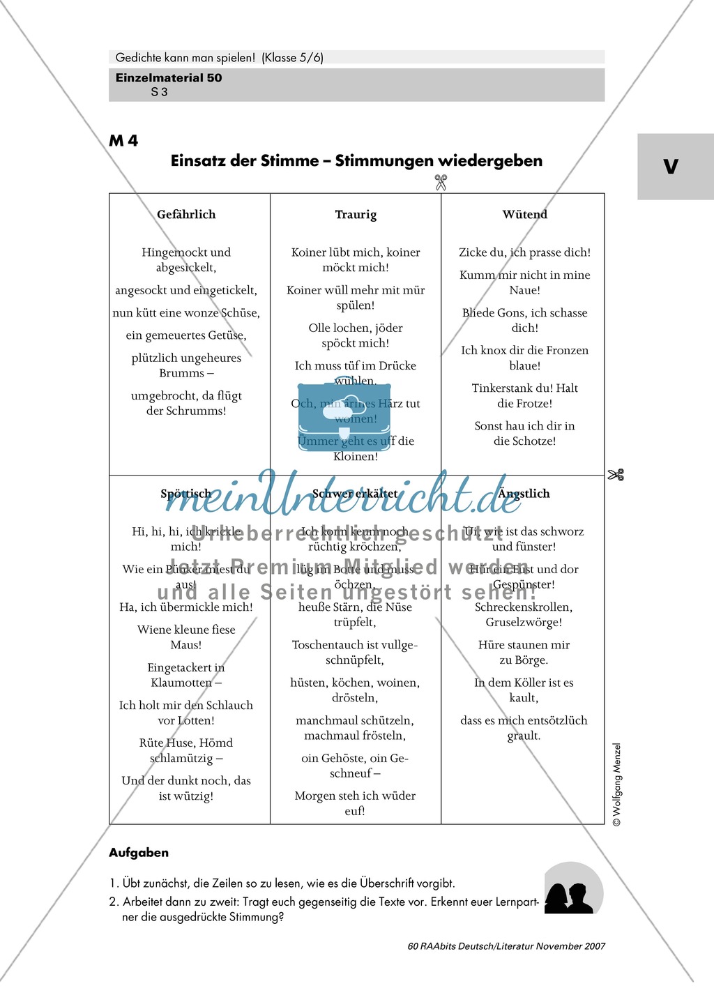 Inszenierung zweier Gedichte von Erich Kästner und Ernst Jandl mit Gestik, Mimik und Intonation als Mittel zur Texterschließung Preview 3