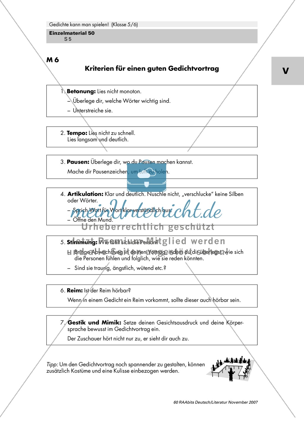 Inszenierung zweier Gedichte von Erich Kästner und Ernst Jandl mit Gestik, Mimik und Intonation als Mittel zur Texterschließung Preview 5