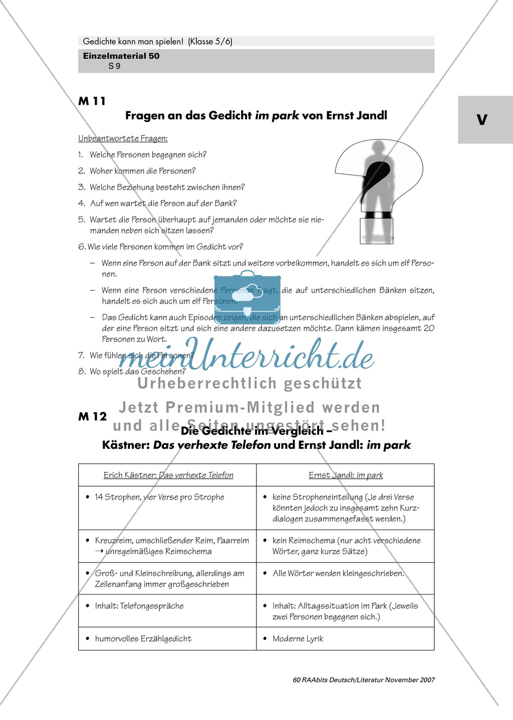 Inszenierung zweier Gedichte von Erich Kästner und Ernst Jandl mit Gestik, Mimik und Intonation als Mittel zur Texterschließung Preview 9
