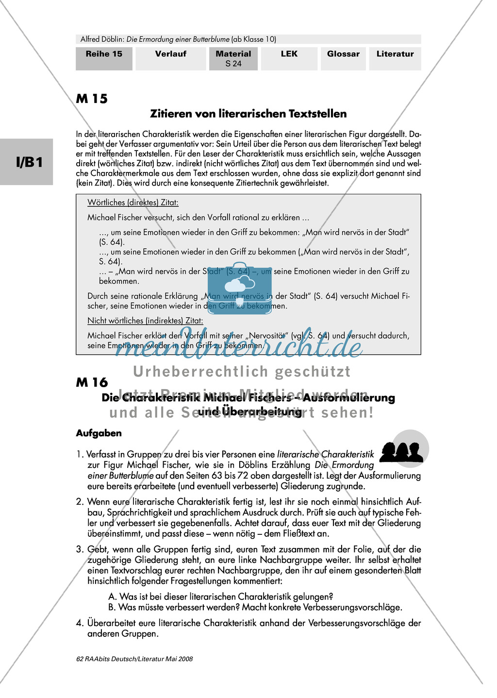 Literarische Charakteristik zu Alfred Döblin: "Die Ermordung einer Butterblume" + Zitiertechnik Preview 3