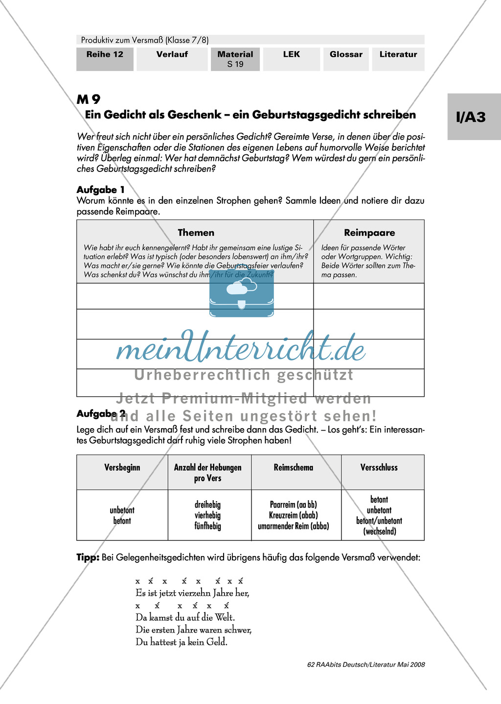 Versmaß erkennen und einhalten + Geburtstagsgedicht schreiben Preview 8