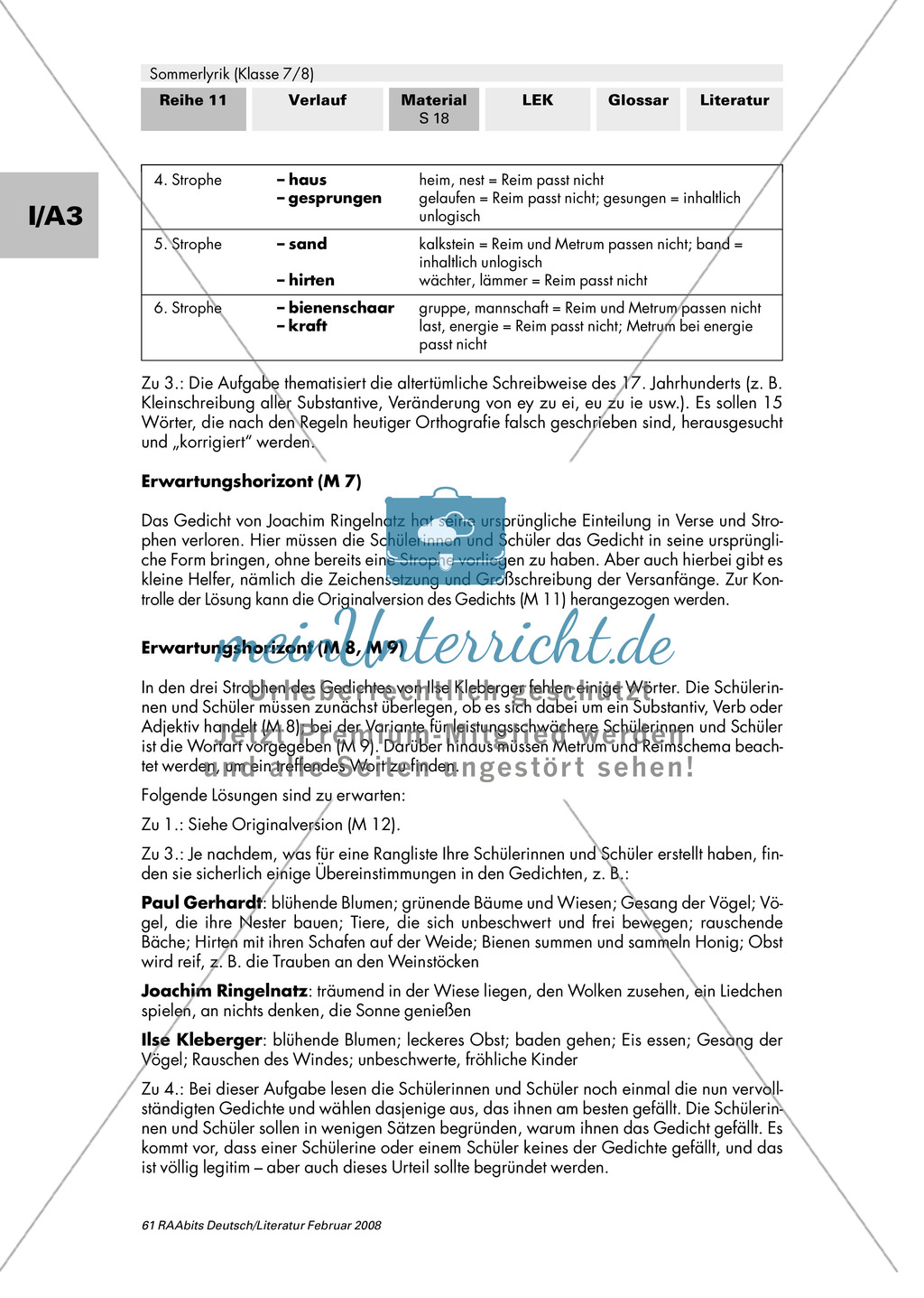 Sommerlyrik: Drei Sommergedichte aus drei Jahrhunderten - Anwendung von Lyrikkenntnissen zu Reim + Rhythmus Preview 10