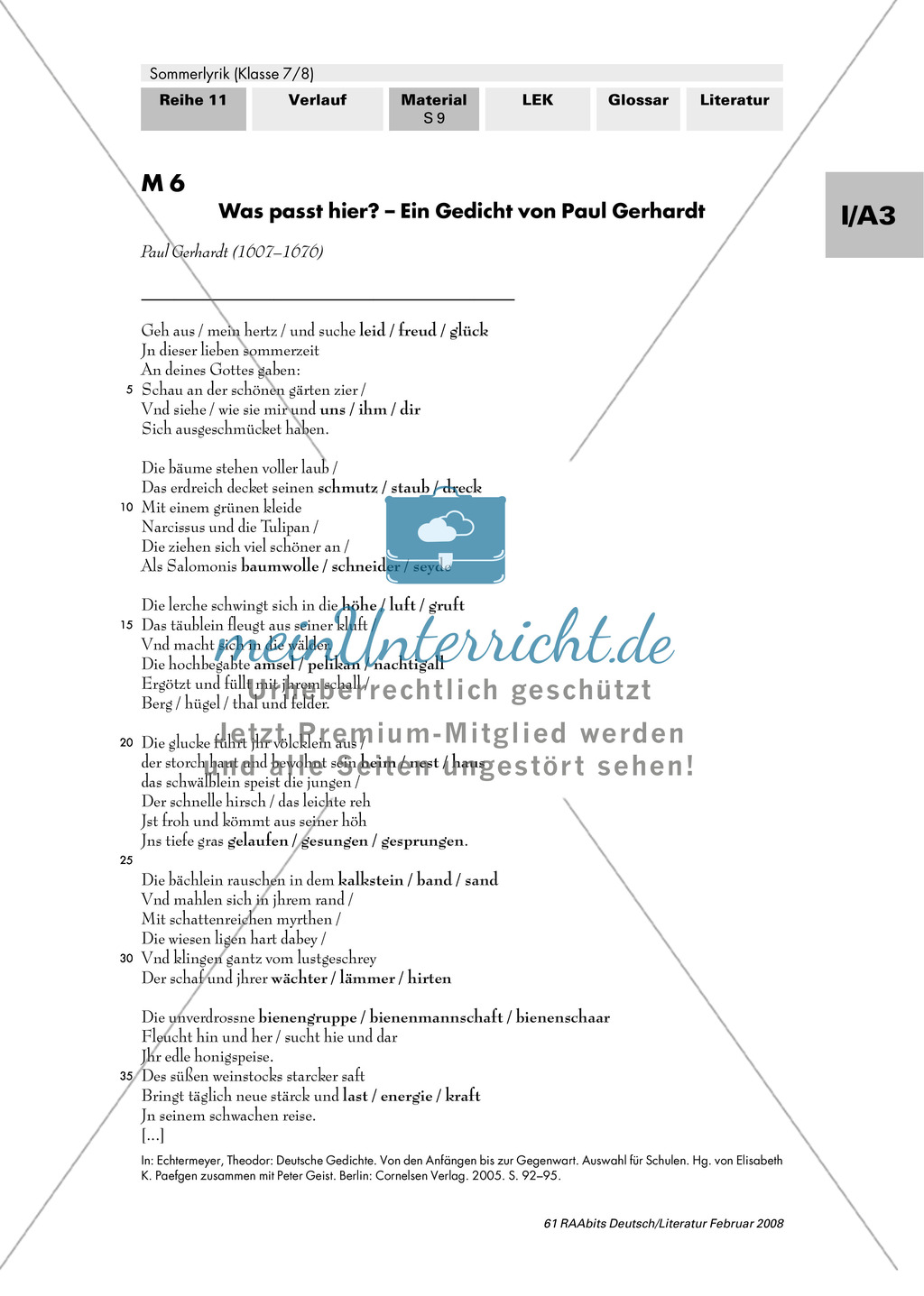 Sommerlyrik: Drei Sommergedichte aus drei Jahrhunderten - Anwendung von Lyrikkenntnissen zu Reim + Rhythmus Preview 1