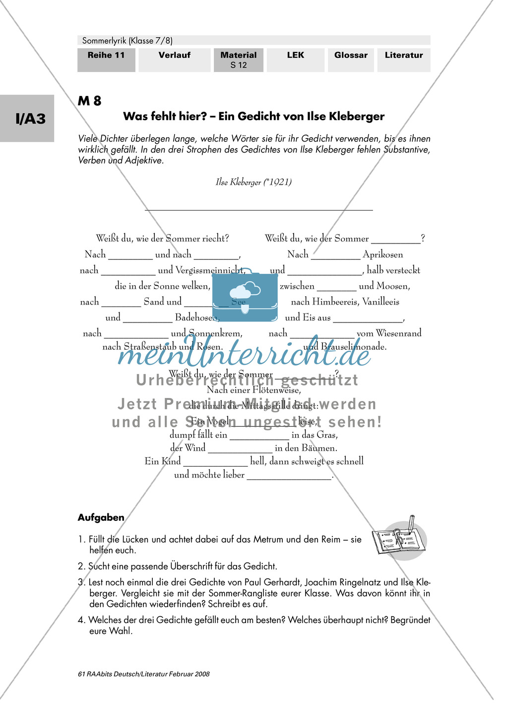 Sommerlyrik: Drei Sommergedichte aus drei Jahrhunderten - Anwendung von Lyrikkenntnissen zu Reim + Rhythmus Preview 4