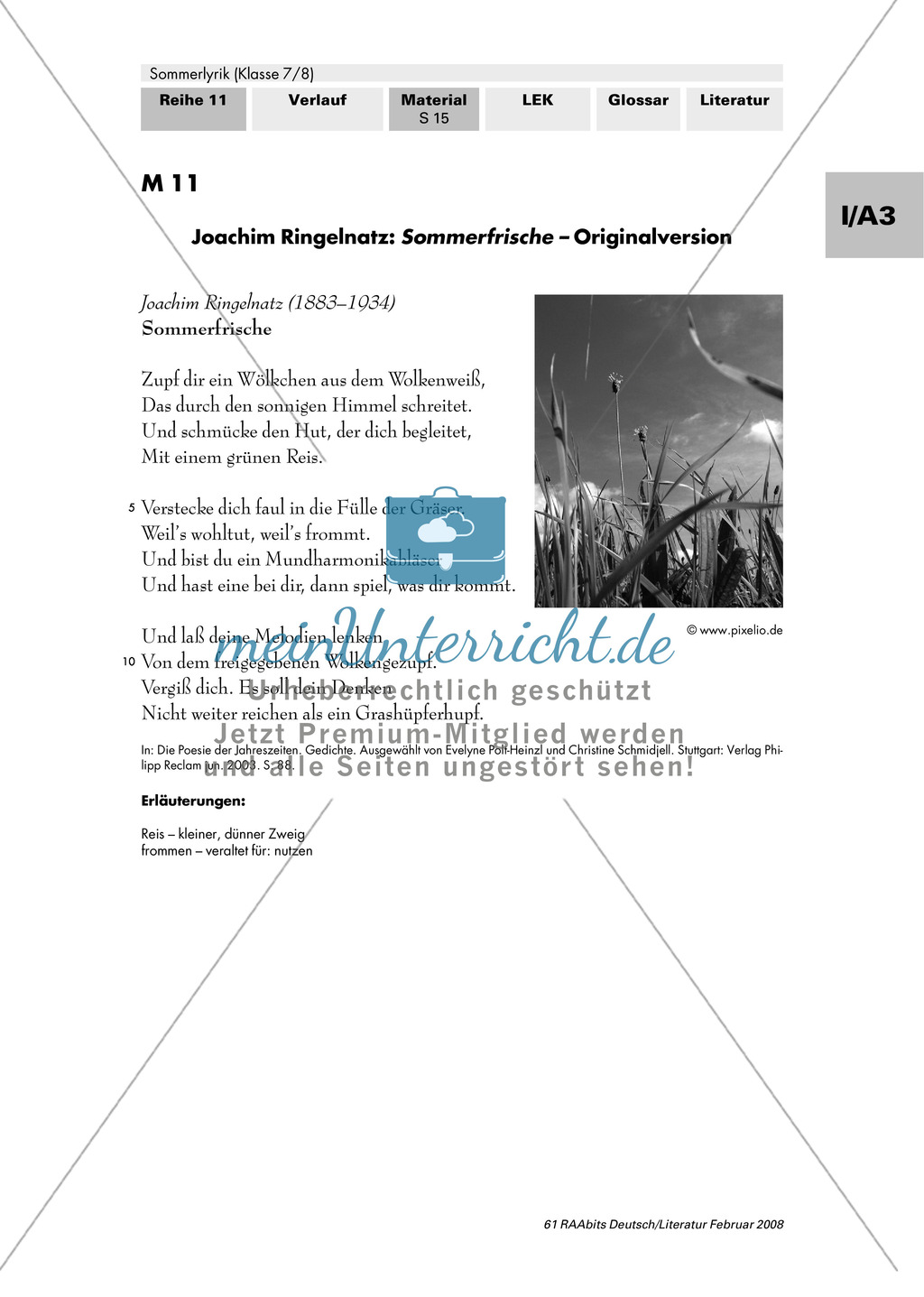 Sommerlyrik: Drei Sommergedichte aus drei Jahrhunderten - Anwendung von Lyrikkenntnissen zu Reim + Rhythmus Preview 7