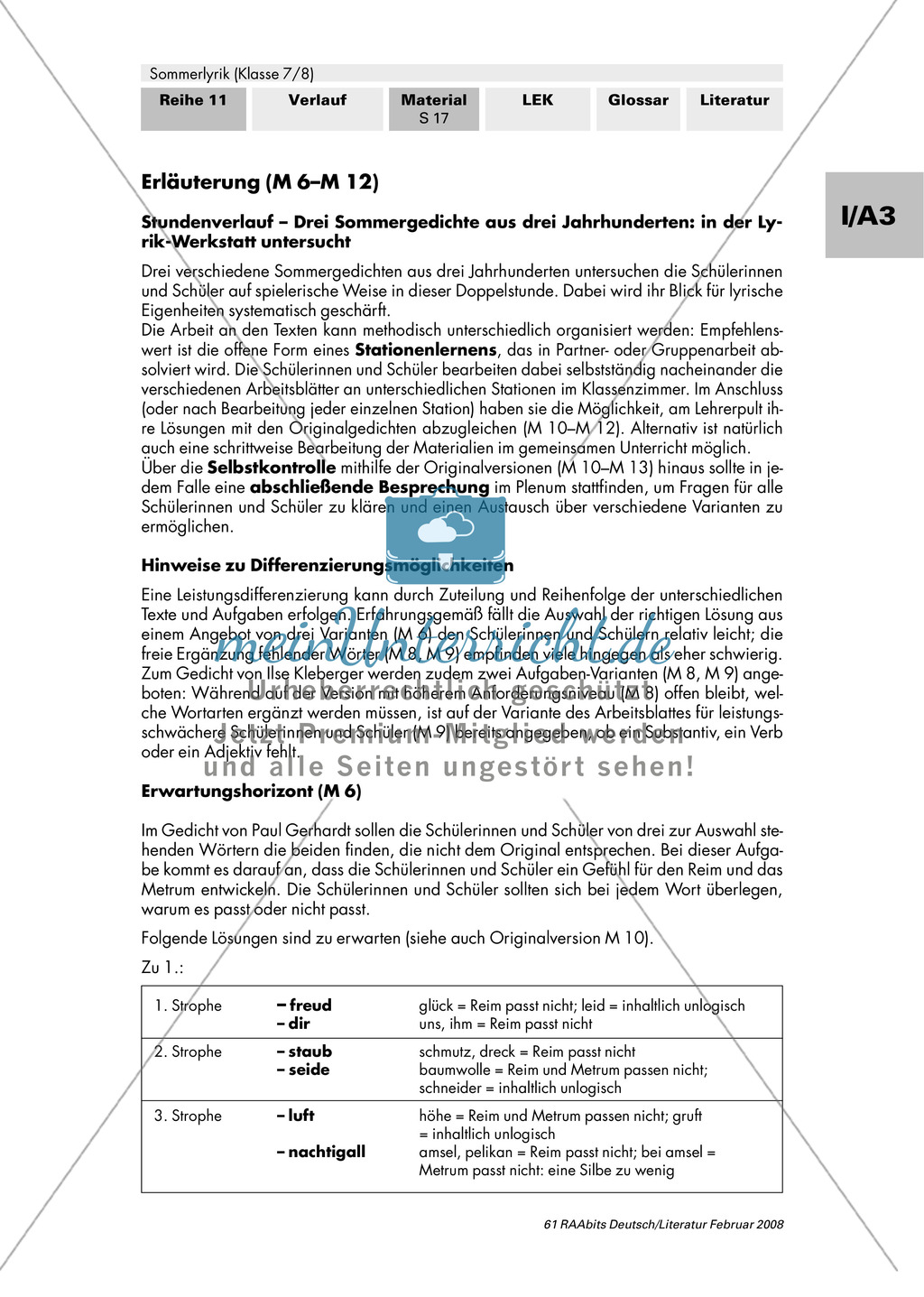Sommerlyrik: Drei Sommergedichte aus drei Jahrhunderten - Anwendung von Lyrikkenntnissen zu Reim + Rhythmus Preview 9