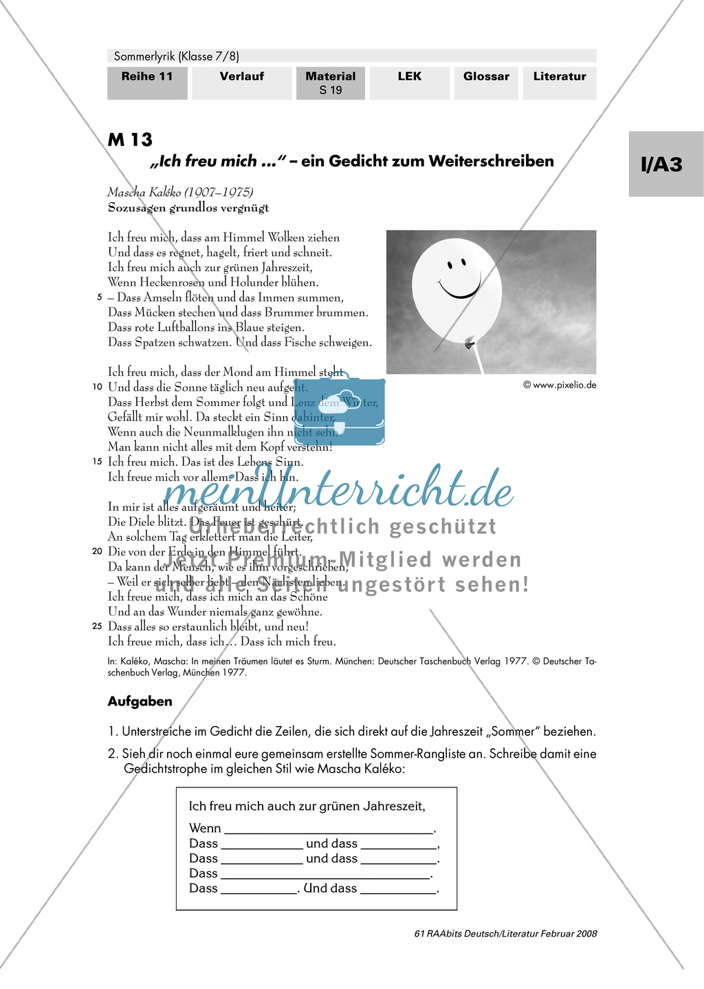 Sommerlyrik: Untersuchen des Gedichtes