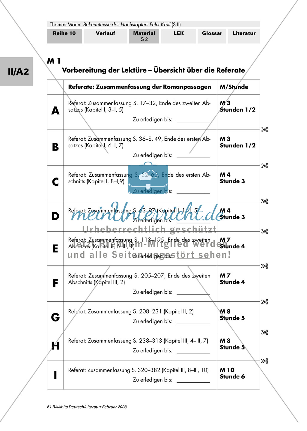 Vorbereitung der Lektüre Bekenntnisse eines Hochstaplers