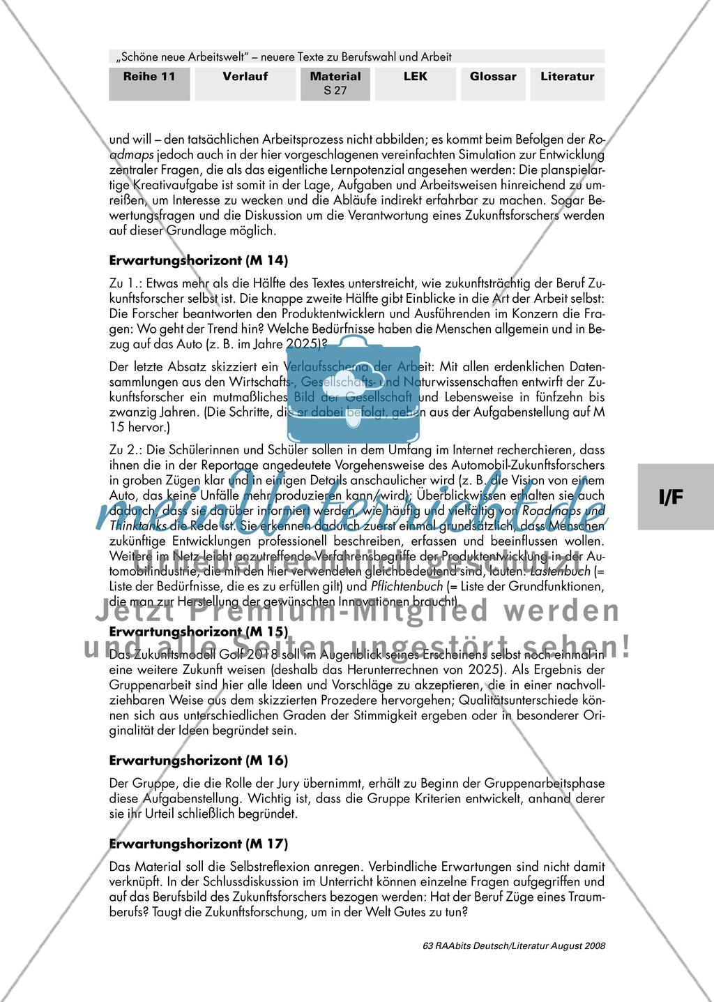 Berufswahl / Ausbildung im Luxusrestaurant / Strategien für den Berufsalltag / „Es gibt kein richtiges Leben im falschen!“ / Zukunftsforschung als Beruf Preview 21