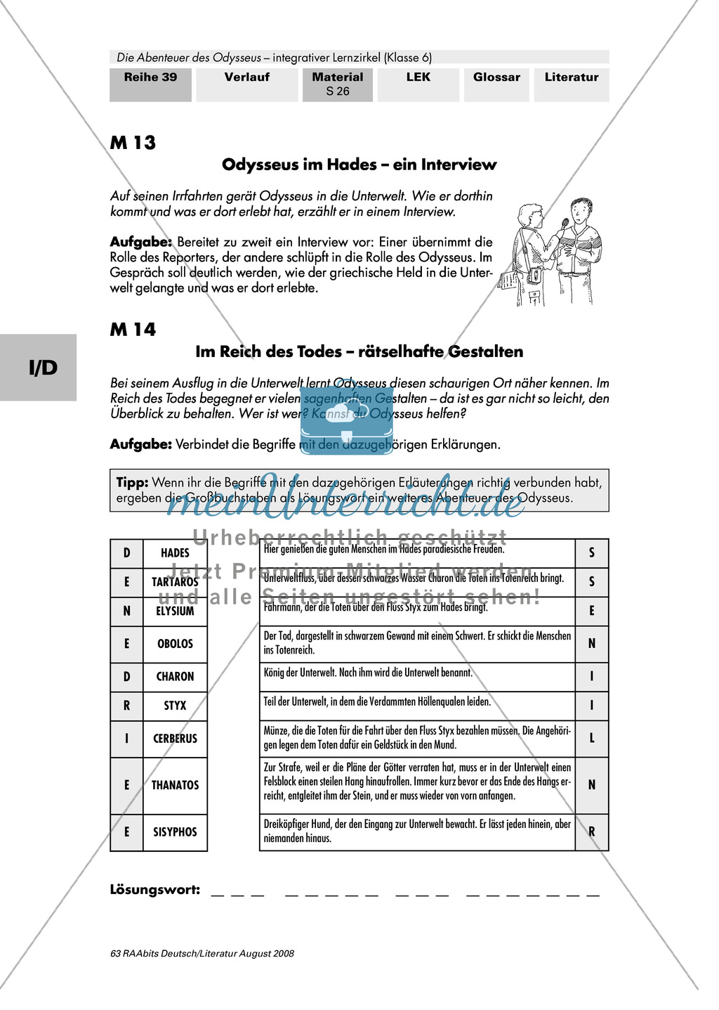 Sagen der Antike - am Beispiel von Auguste Lechners Jugendbuch "Die Abenteuer des Odysseus": Inhaltliche Vertiefung - Im Hades Preview 1