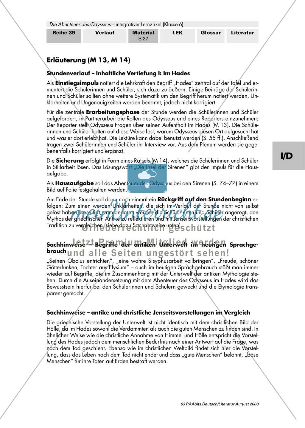 Sagen der Antike - am Beispiel von Auguste Lechners Jugendbuch "Die Abenteuer des Odysseus": Inhaltliche Vertiefung - Im Hades Preview 2