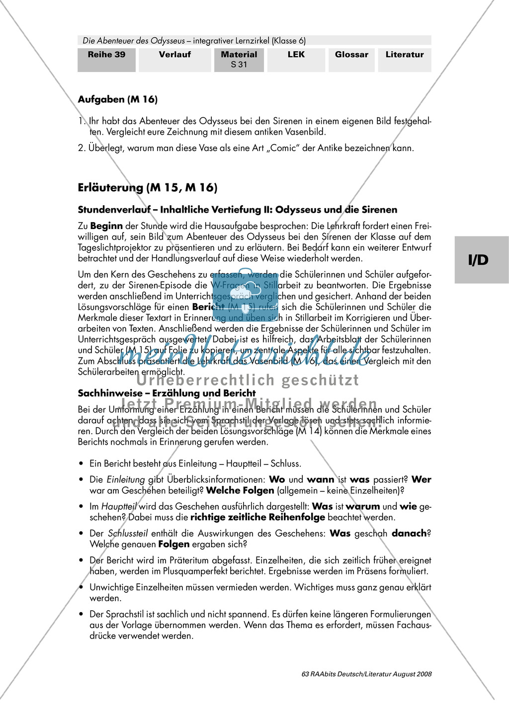 Sagen der Antike - am Beispiel von Auguste Lechners Jugendbuch "Die Abenteuer des Odysseus": Inhaltliche Vertiefung - Odysseus und die Sirenen Preview 3