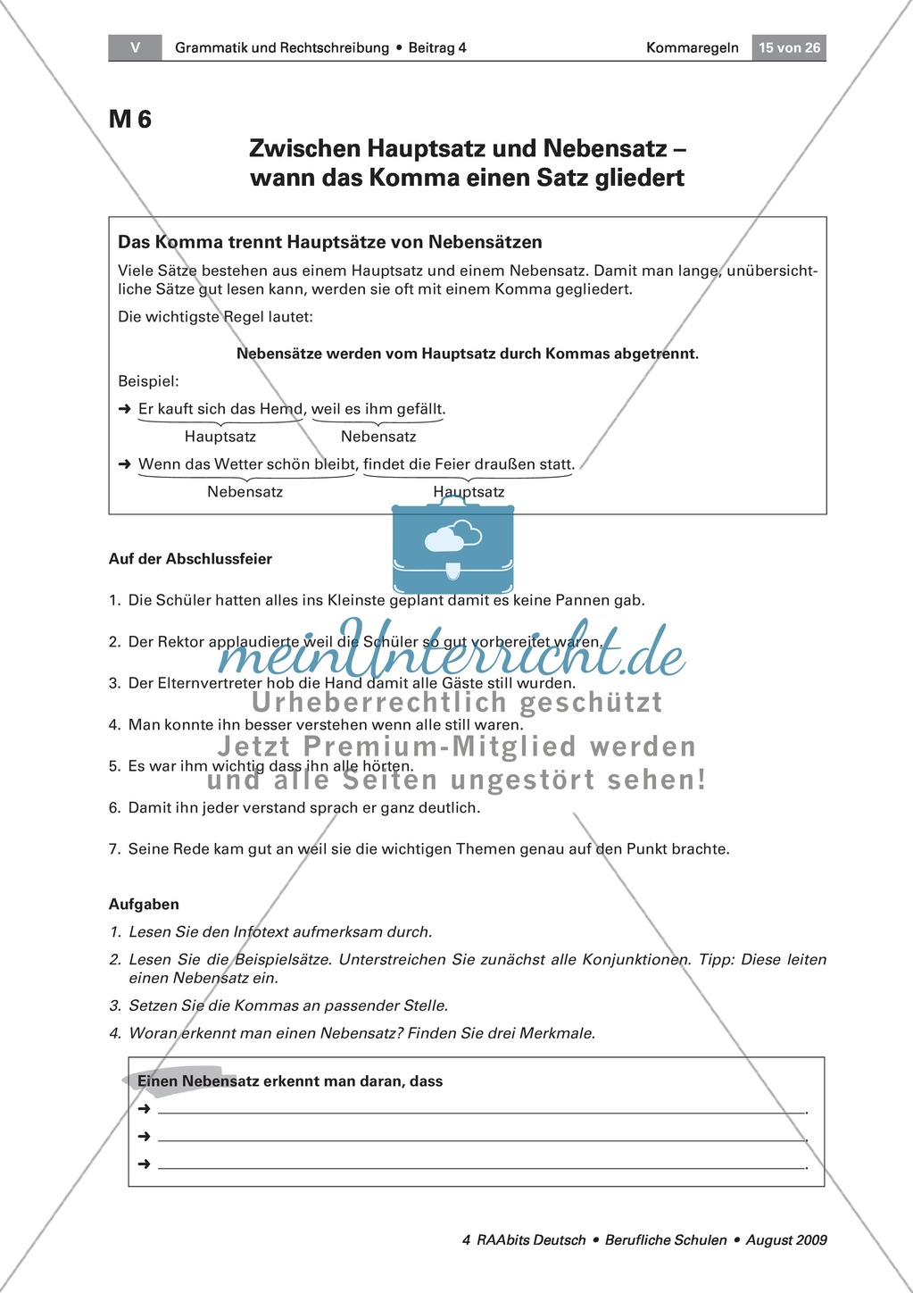 Kommaregeln: Komma bei Nebensätzen Preview 1