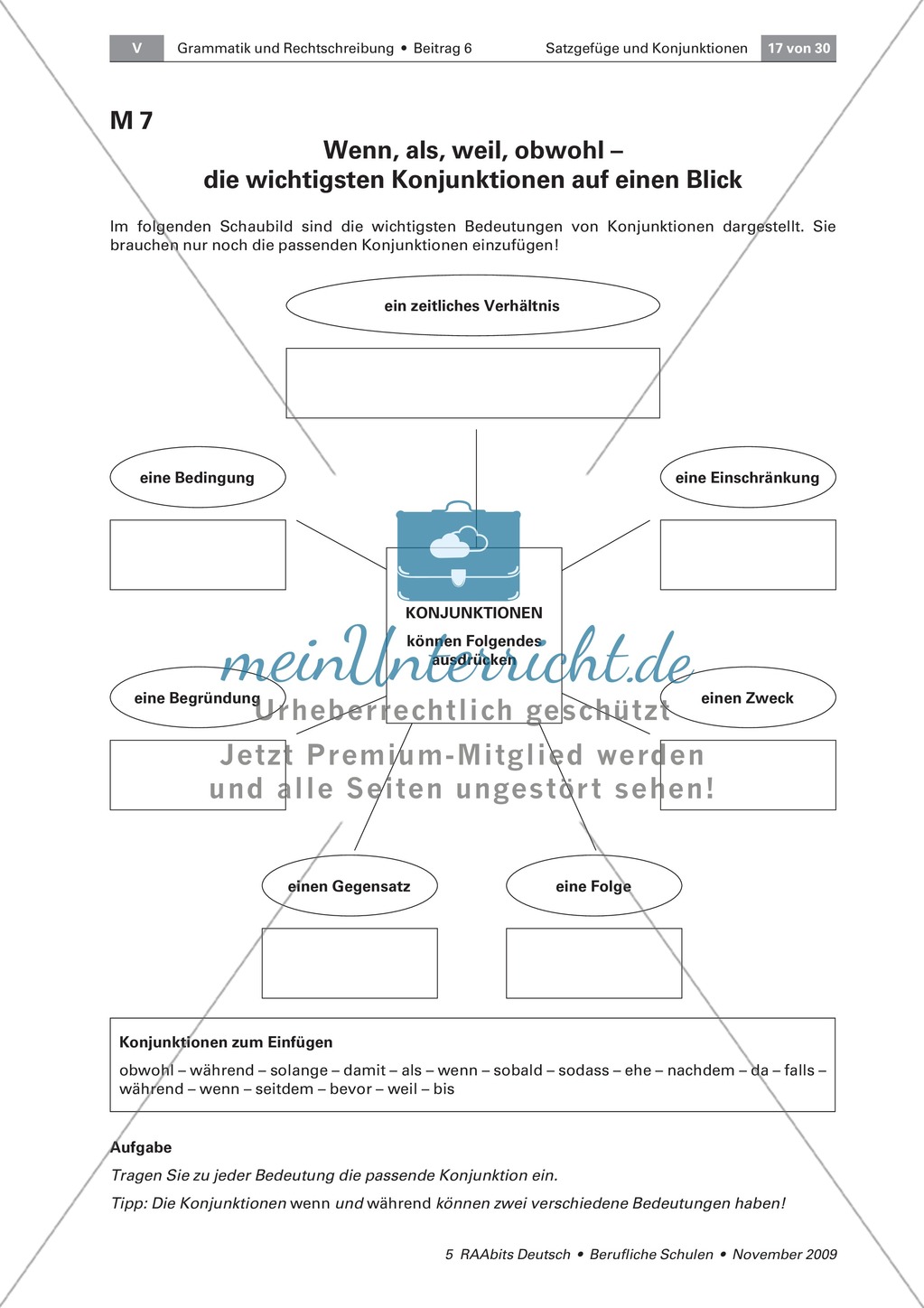 Satzgefüge und Konjunktionen: Konjunktionen nach Bedeutungszusammenhängen ordnen Preview 1