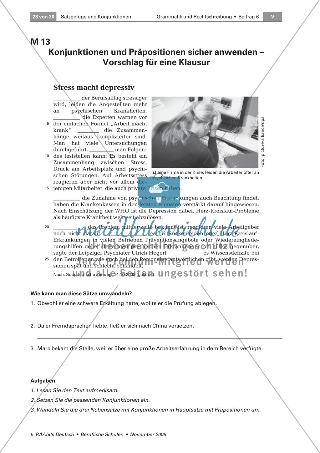Satzgefüge und Konjunktionen: Lernerfolgskontrolle - Kreuzworträtsel, Klausurvorschlag Preview 3