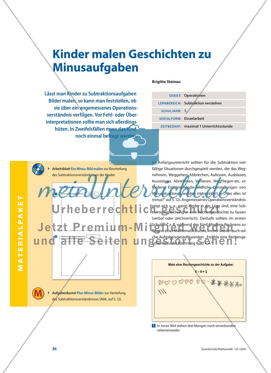Kinder malen Geschichten zu Minusaufgaben Preview 1