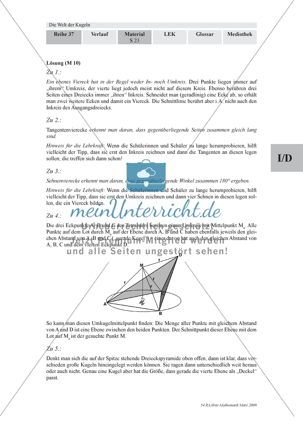 Die Kugel: Aufgaben zur Berechnung des Verhältnisses zwischen Kugel und Körpern mit viereckiger Grundfläche Preview 5