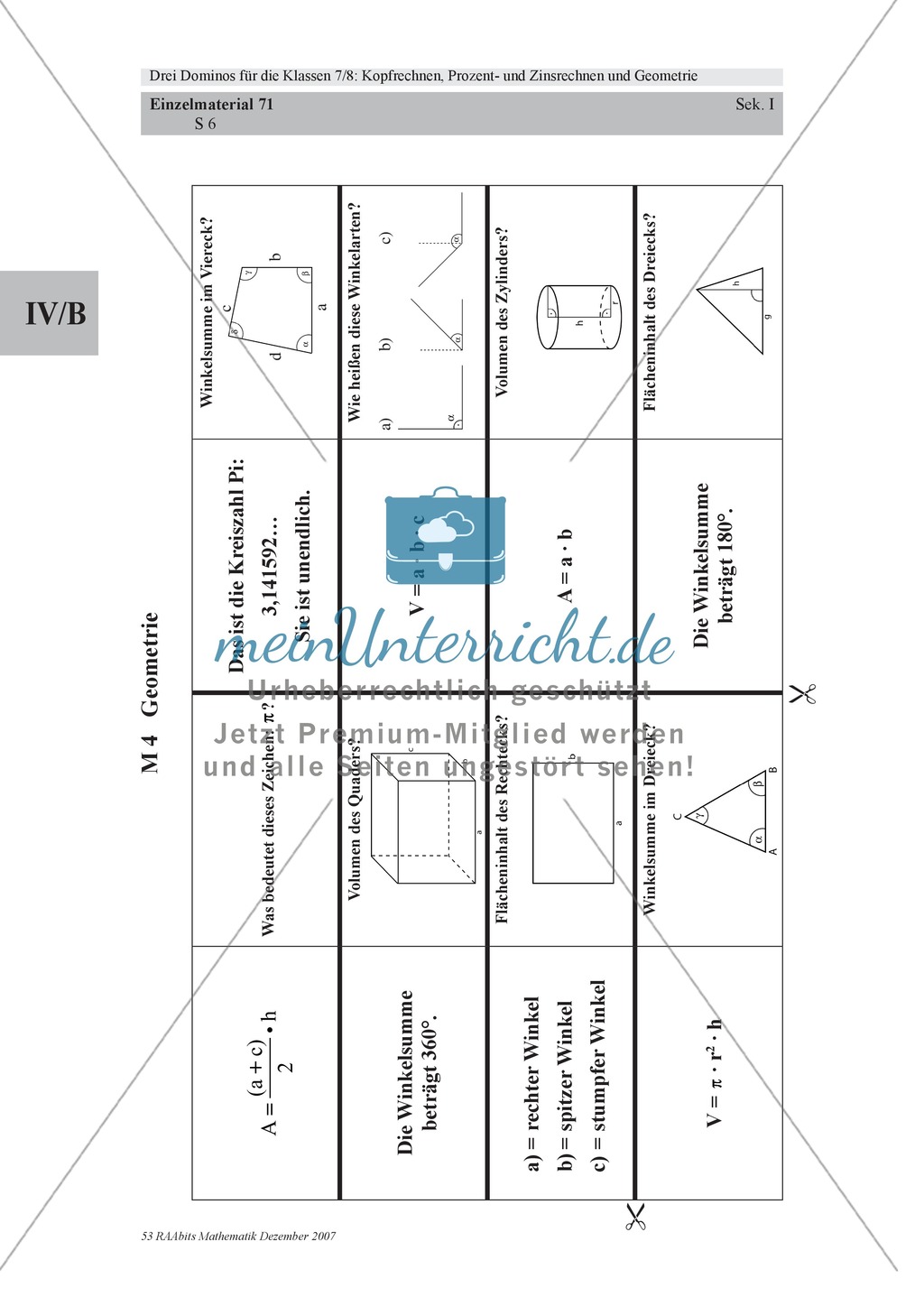 Mathematisches Domino zur Geometrie Preview 2