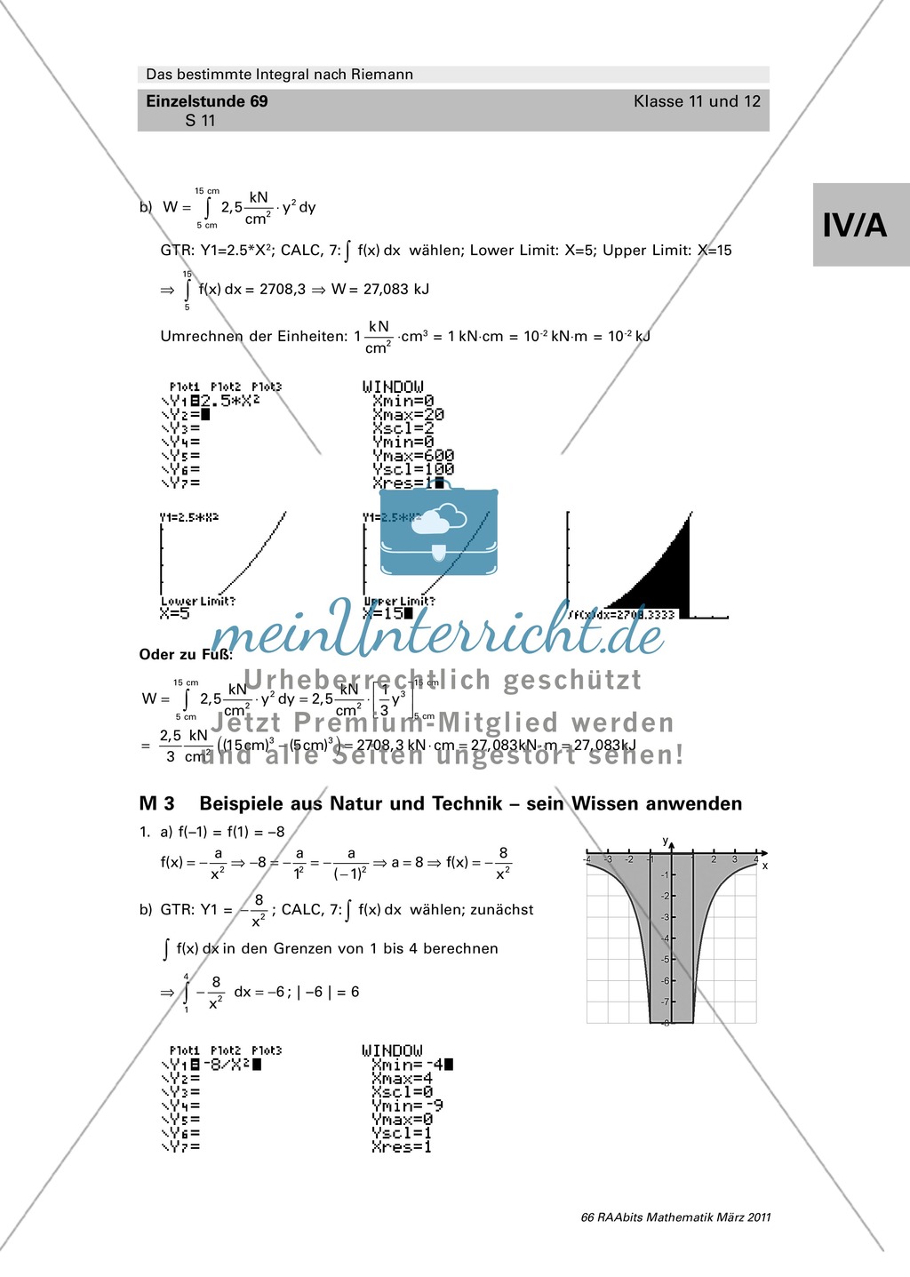 Das bestimmte Integral: Aufgaben zur Anwendung des Integralrechnung in der Physik, Natur und Technik Preview 5