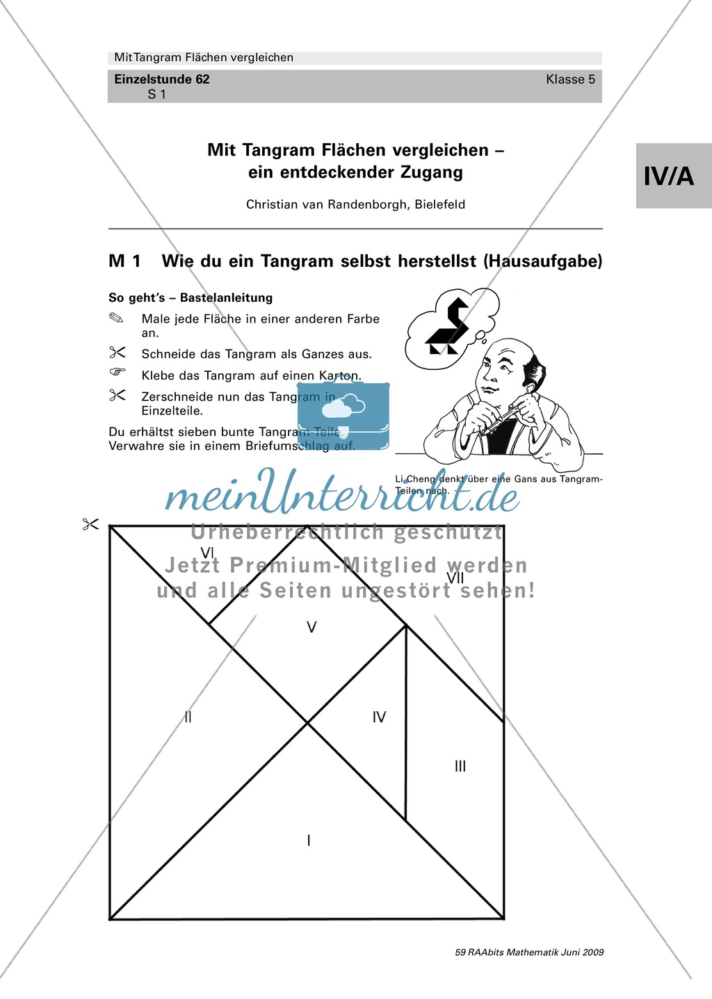 Tangram Flächen: Einführung und erste Annäherung an verschiedene Tangram-Figuren Preview 1