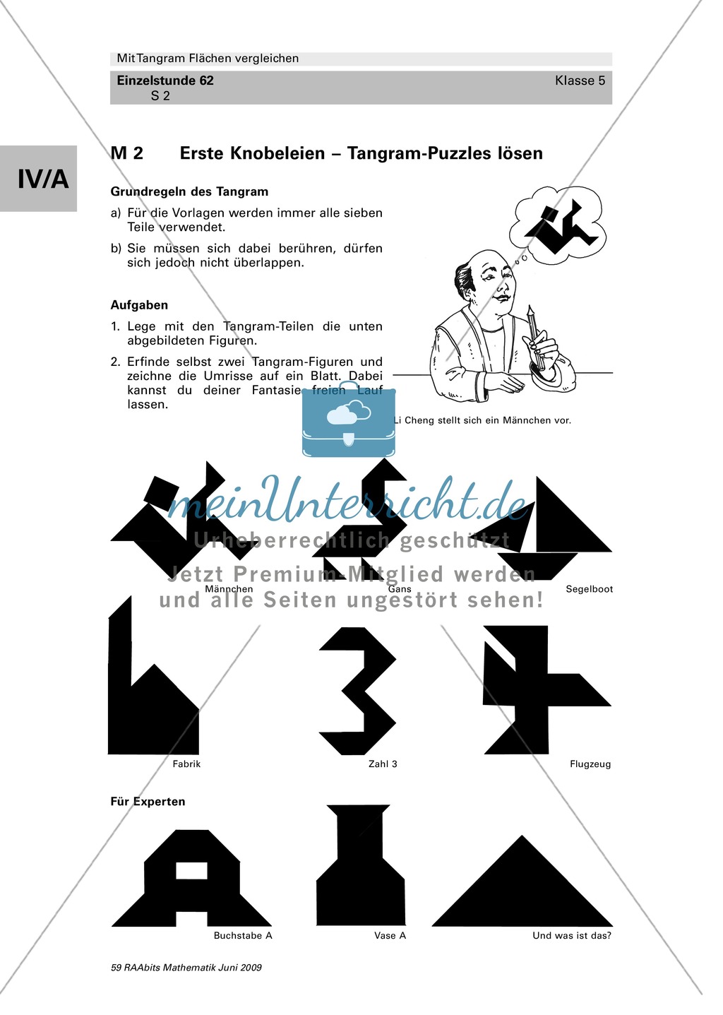 Tangram Flächen: Einführung und erste Annäherung an verschiedene Tangram-Figuren Preview 2