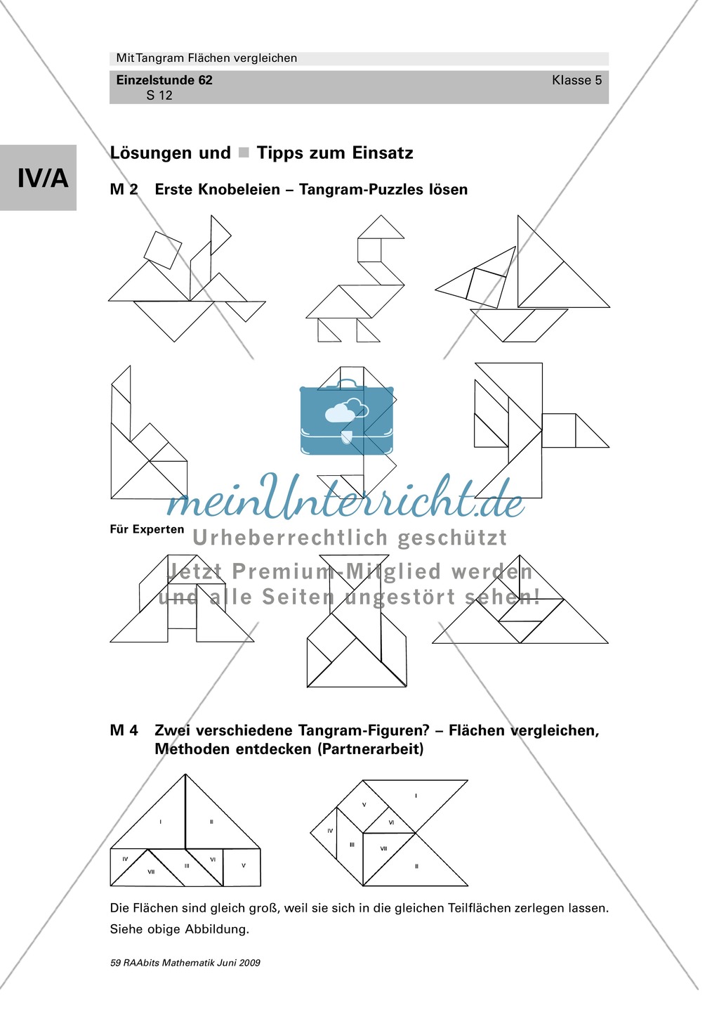 Tangram Flächen: Einführung und erste Annäherung an verschiedene Tangram-Figuren Preview 4
