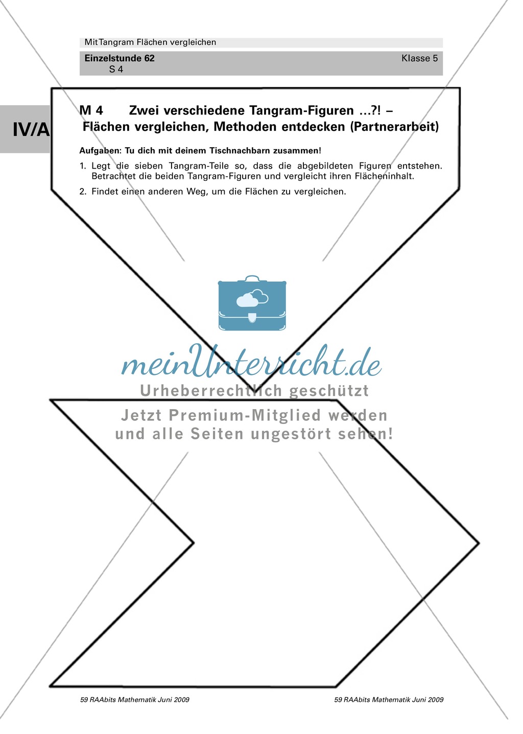 Tangram Flächen: Vergleich verschiedener Flächen und Umfangsberechnung Preview 1