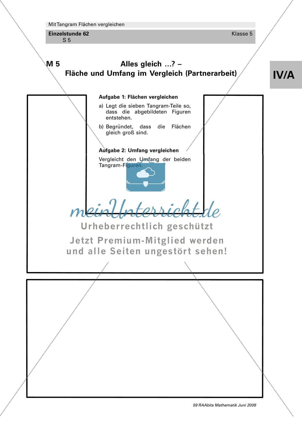 Tangram Flächen: Vergleich verschiedener Flächen und Umfangsberechnung Preview 2