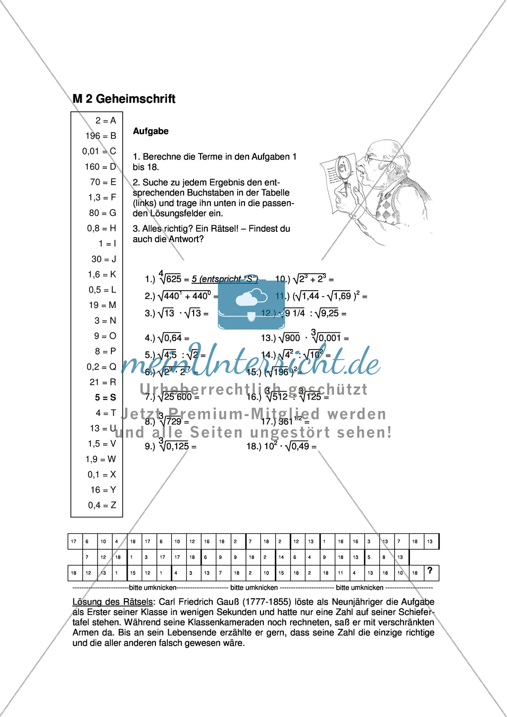 Spielemix zu Potenzen und Wurzeln: Geheimschriften entschlüsseln Preview 1
