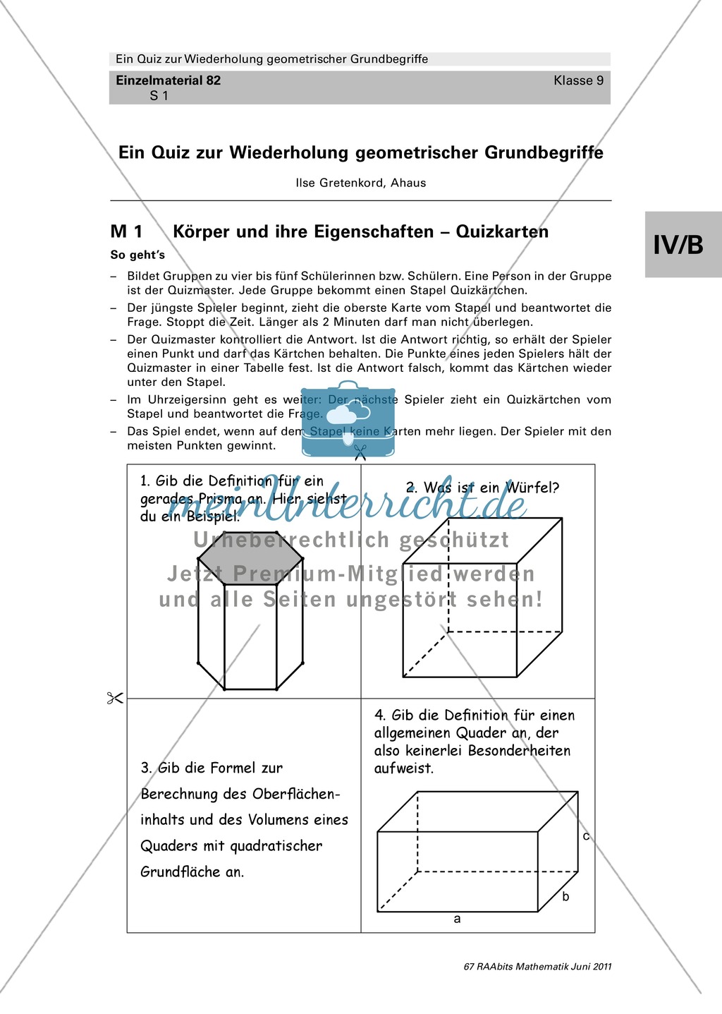 Mathematisches Lernspiel: Quiz zur Wiederholung geometrischer Grundbegriffe Preview 1