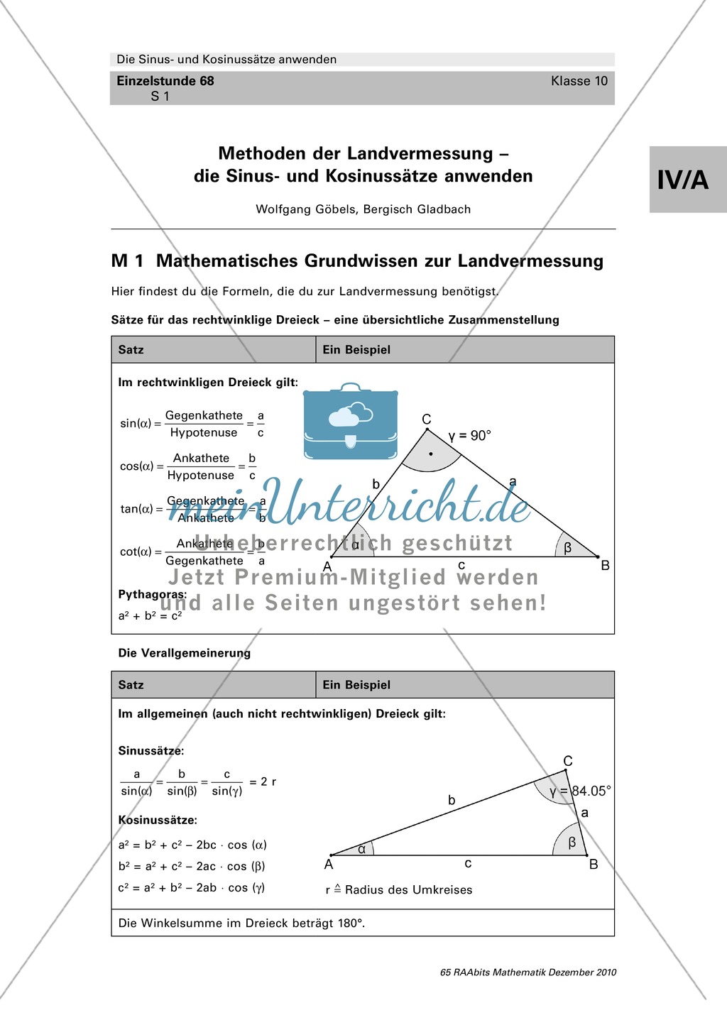 Verschiedene Möglichkeiten Längen aus der Ferne zu messen: Sinus- und Kosinussätze nutzen Preview 1