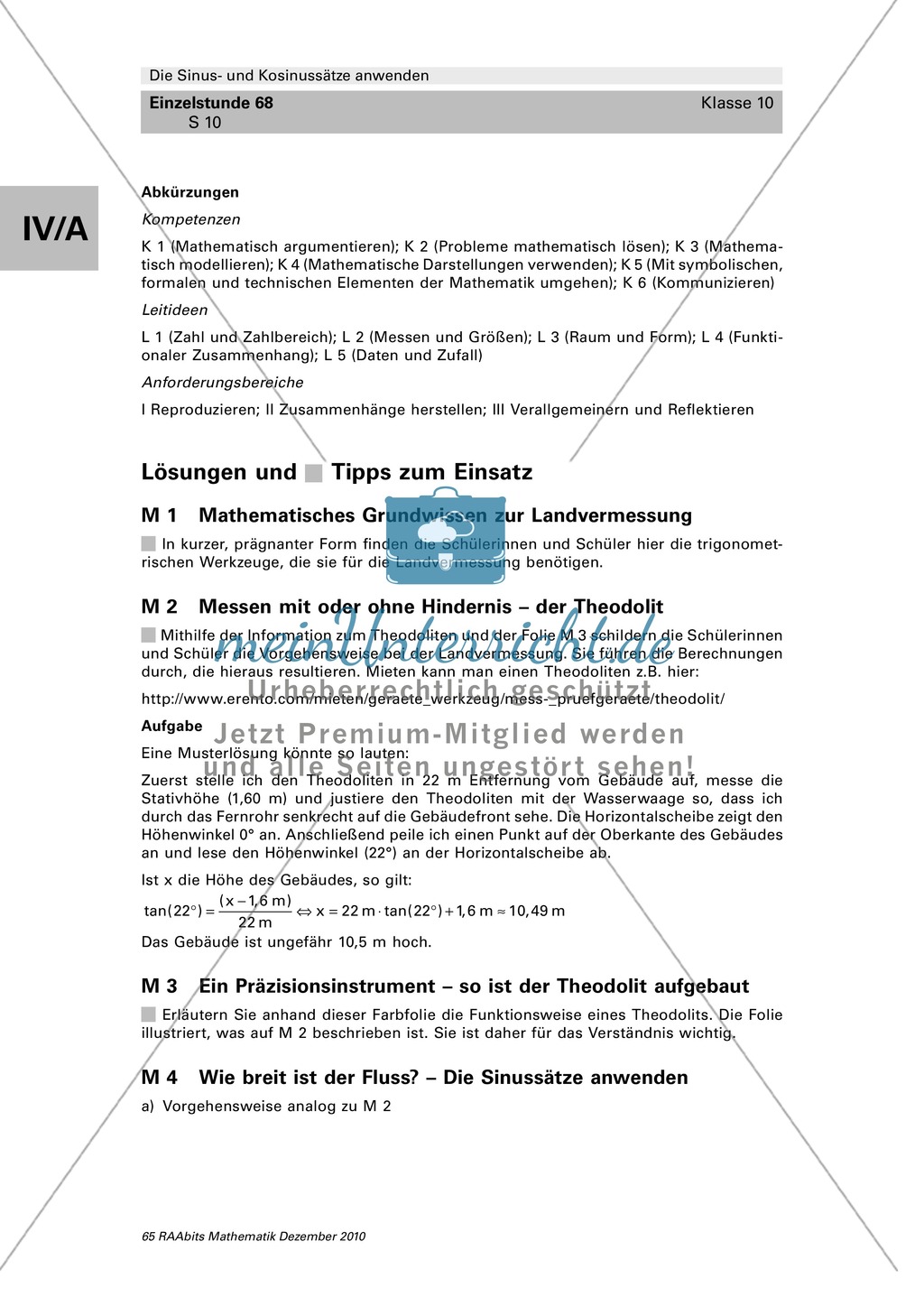 Verschiedene Möglichkeiten Längen aus der Ferne zu messen: Sinus- und Kosinussätze nutzen Preview 9