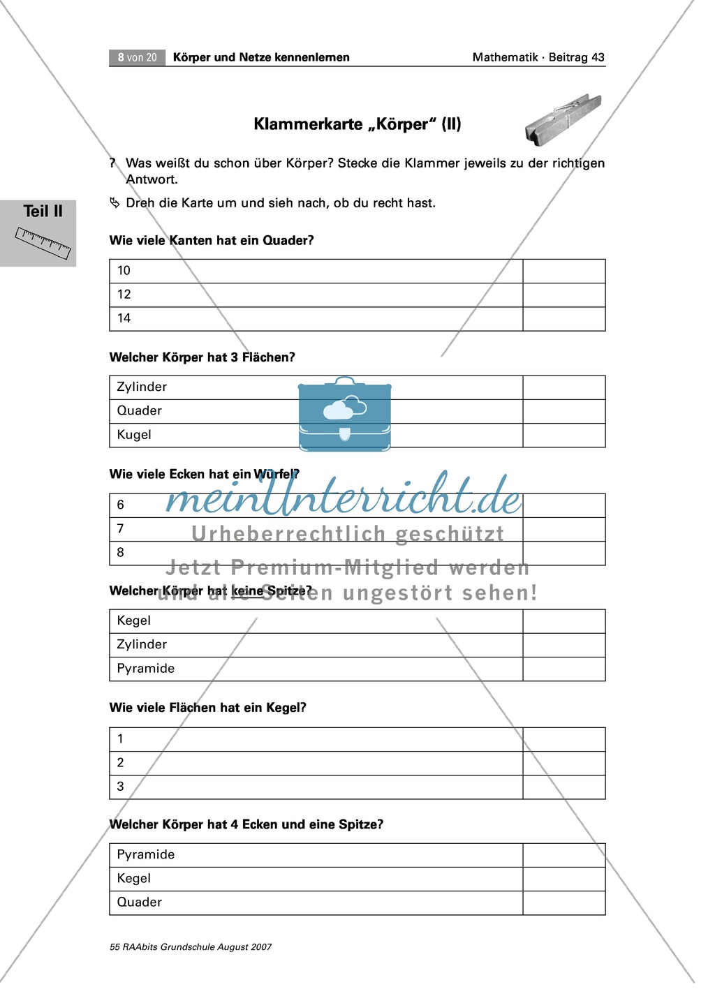 Buchstabengitter und Eigenschaften von Körpern: Quader, Zylinder, Kegel, Pyramiden und Kugeln Preview 3