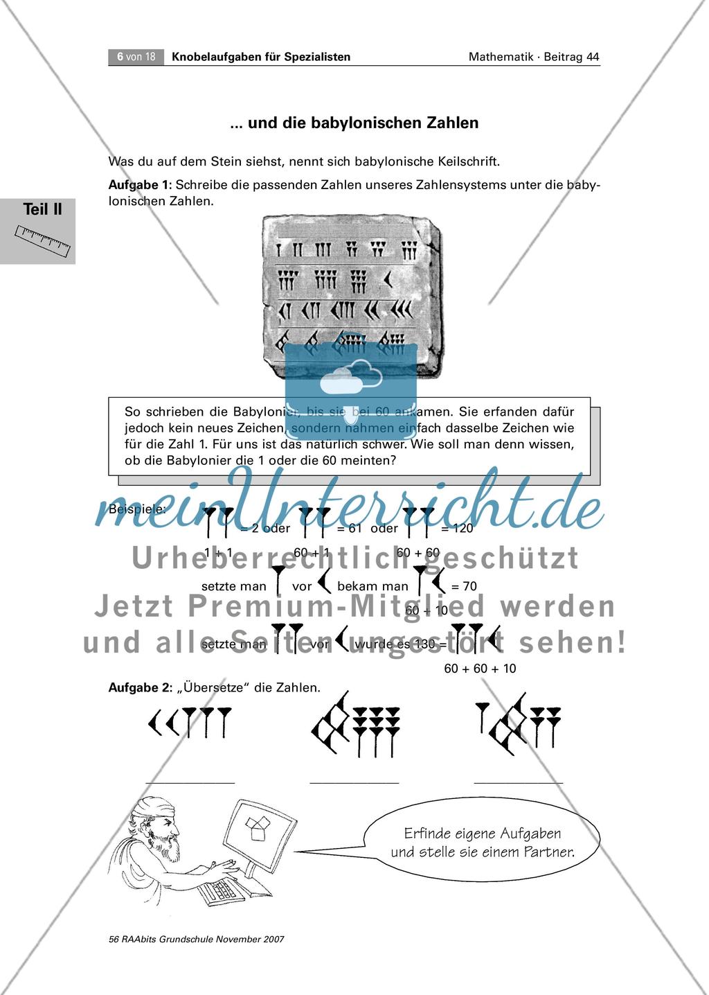 Von Römern und Babyloniern – Kennenlernen römischer Zahlen und der babylonischen Keilschrift Preview 2