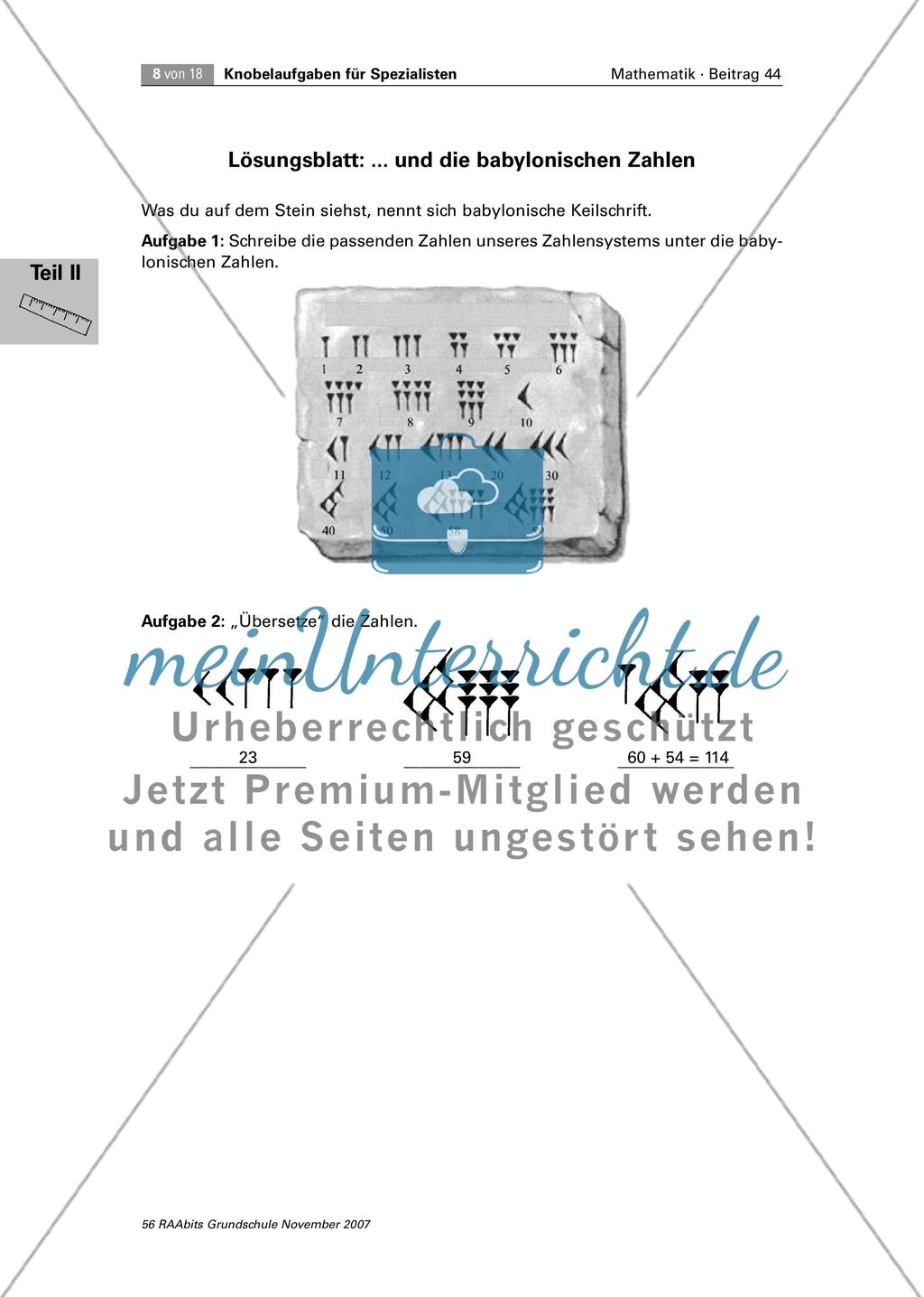 Von Römern und Babyloniern – Kennenlernen römischer Zahlen und der babylonischen Keilschrift Preview 4