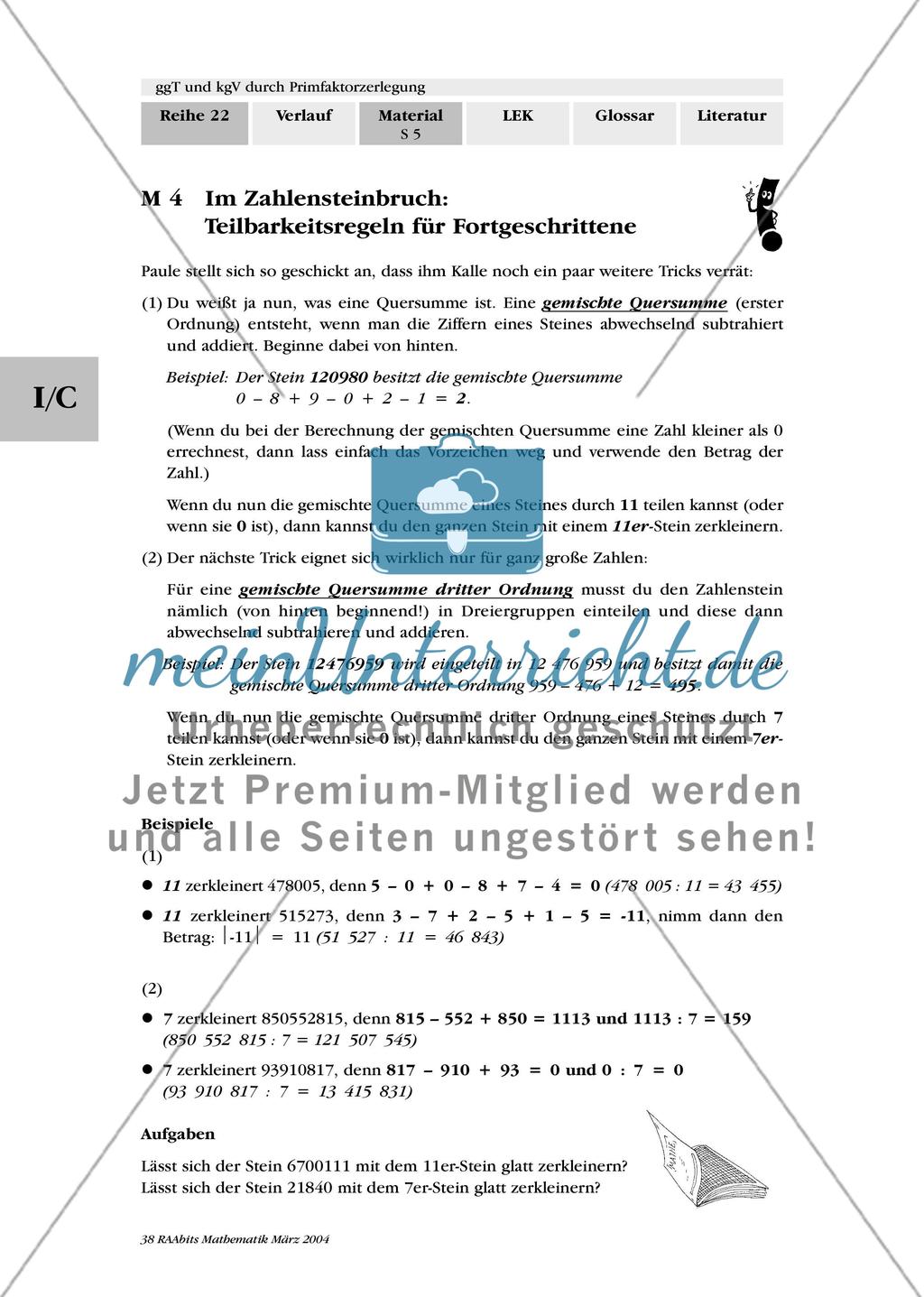 Teilbarkeitsregeln und Primzahlen Preview 4
