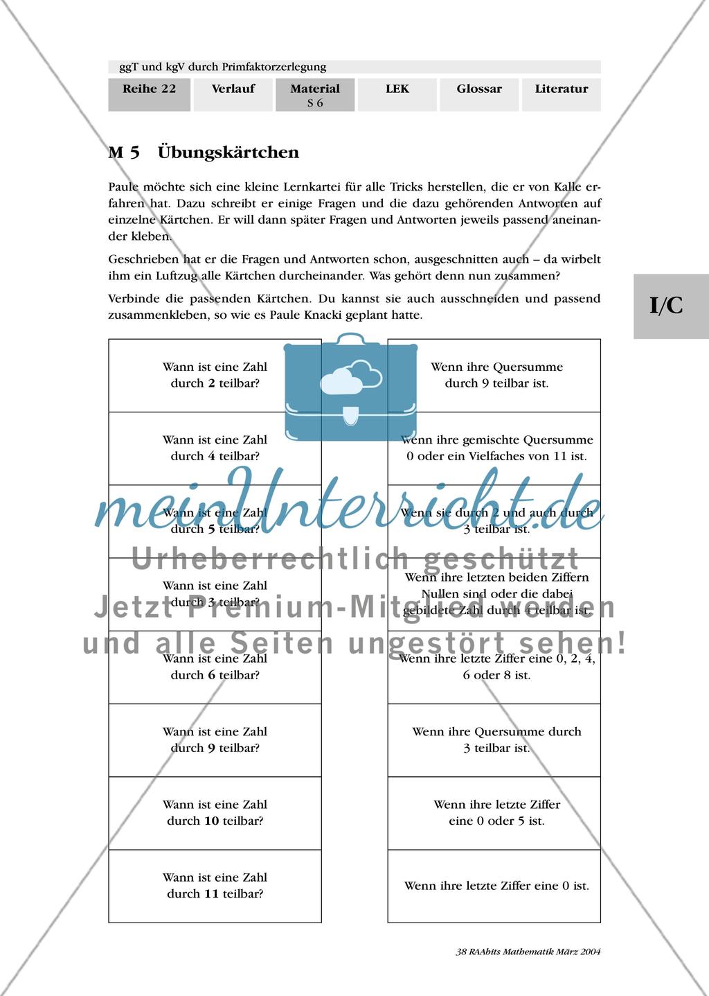 Teilbarkeitsregeln und Primzahlen Preview 5