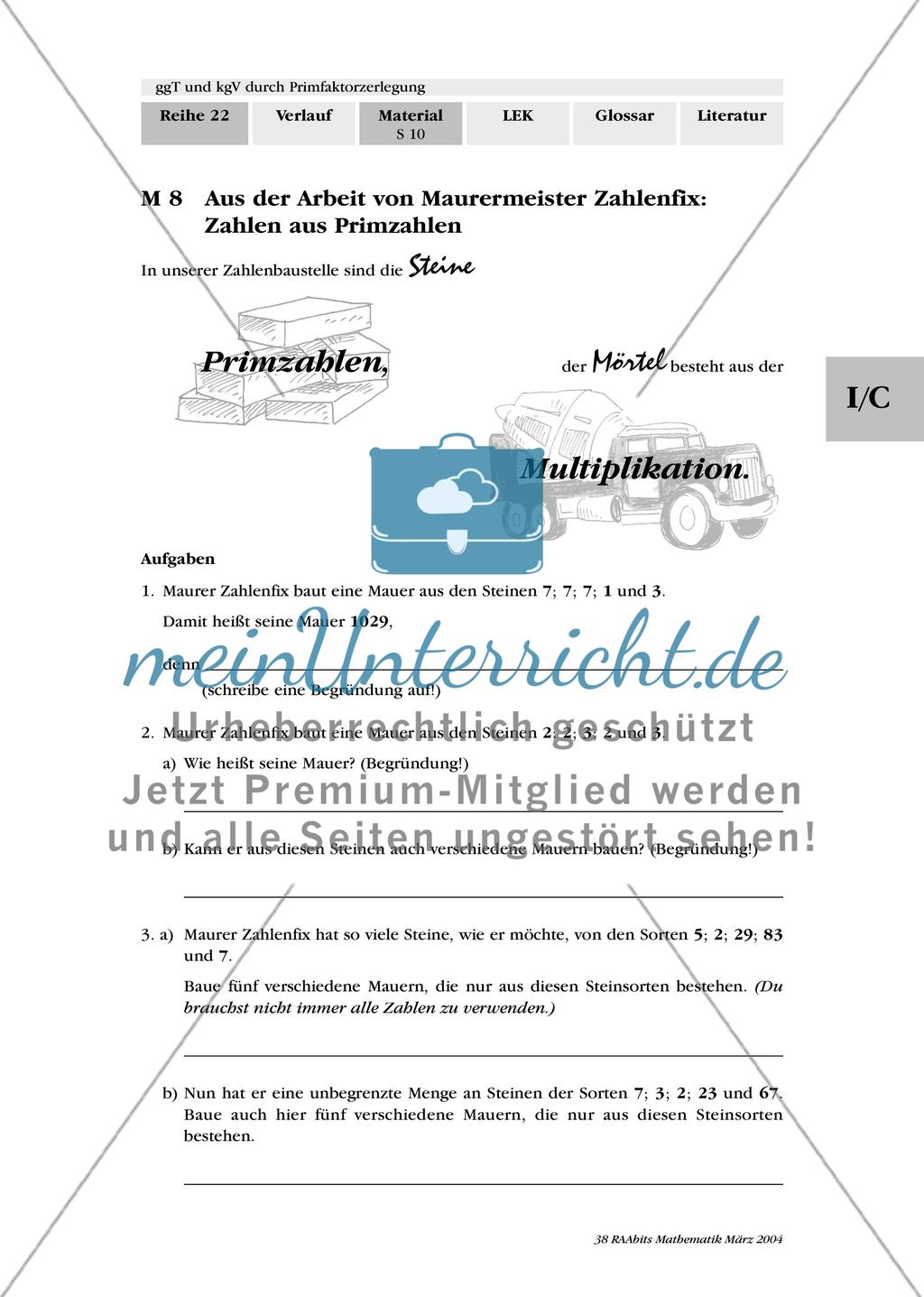 ggT und kgV über Primfaktorzerlegung Preview 1