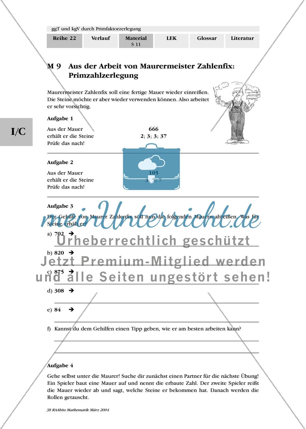 ggT und kgV über Primfaktorzerlegung Preview 2