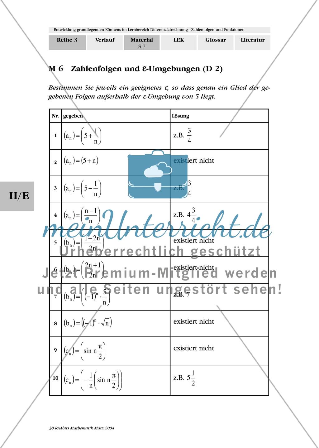 Entwicklung grundlegenden Könnens im Lernbereich Schranken, Grenzen und Grenzwerte von Zahlenfolgen Preview 6