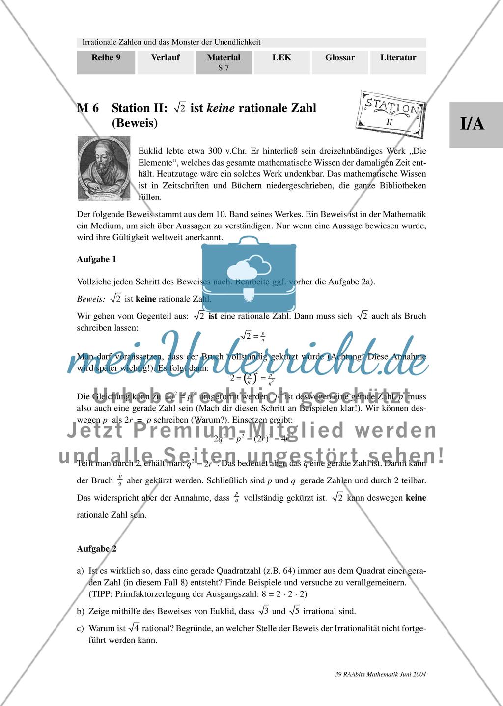 Heron-Verfahren / Beweis von Euklid / Irrationalen Zahlen auf dem Zahlenstrahl / Rechnen mit Quadratwurzeln Preview 2