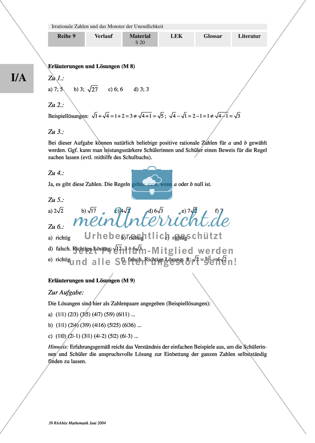 Einführung der Wurzelrechnung: Wurzel von 2, Heronverfahren, Rechnen mit Quadratwurzeln. Mit Aufgaben und Erläuterungen. Preview 11