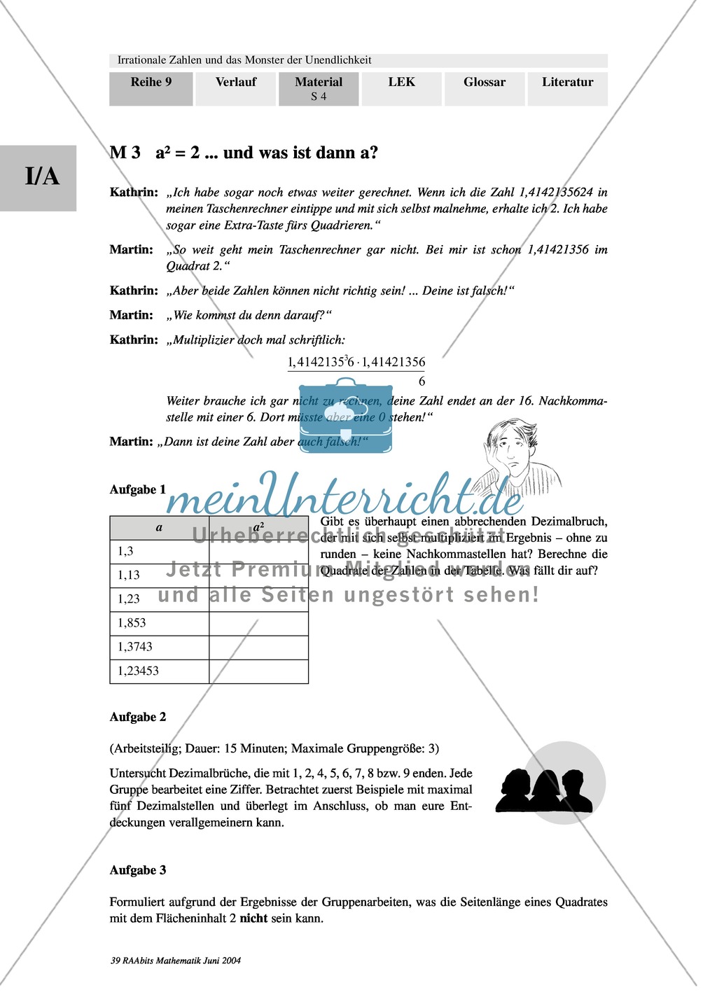 Einführung der Wurzelrechnung: Wurzel von 2, Heronverfahren, Rechnen mit Quadratwurzeln. Mit Aufgaben und Erläuterungen. Preview 1